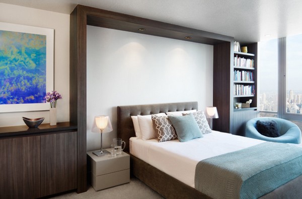 Phòng ngủ tinh tế với màu rubi xanh