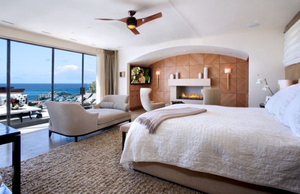 Phòng ngủ phong cách châu âu với lò sưởi