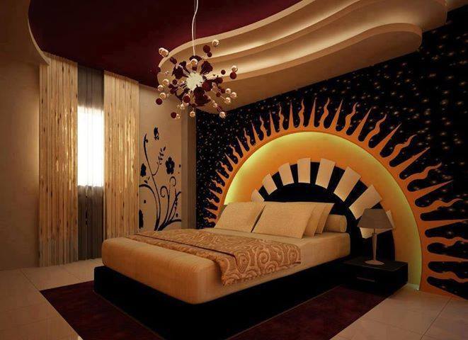 Phòng ngủ với trần nhà lộng lẫy